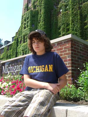 Alec in front of Student Center at U. of Michigan in July.