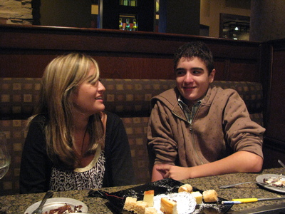 Alec and Sasha having fondue to cellebrate Alec's 17th