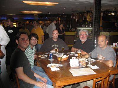 Mauricio with Alexandre Cunha, Thiago Noronha, Martin Ravetti, and Sebastián Urrutia at Bar Pinguim in Belo Horizonte