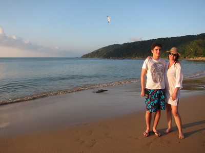 Lucia and Alec at Praia das Tartarugas in Búzios