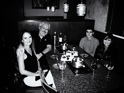 Alec's 21st birthday dinner with his parents and sister