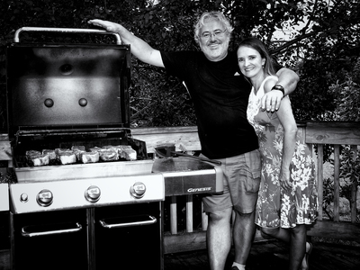 Lucia with Mauricio on his birthday BBQ in July