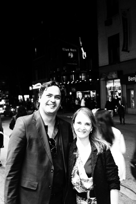 Lucia with Ricardo Silva in front of Blue Note in NYC in March