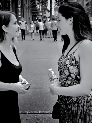 Lucia chatting with Sherri on 5th Avenue in NYC