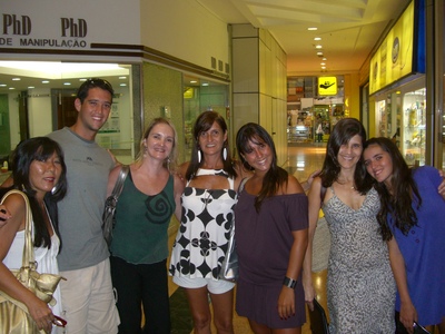 Lucia with friends and family at Barrashopping in Rio in March