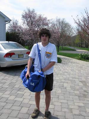 Alec leaving home to go play soccer in April