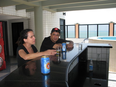 Lu and Marcio at hotel rooftop in Fortaleza
