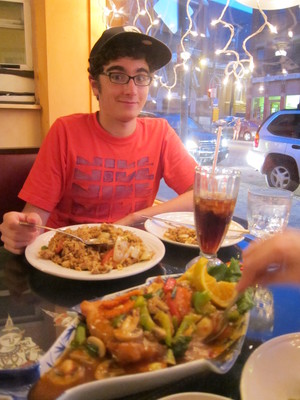 Alec having Thai food in Pittsburgh