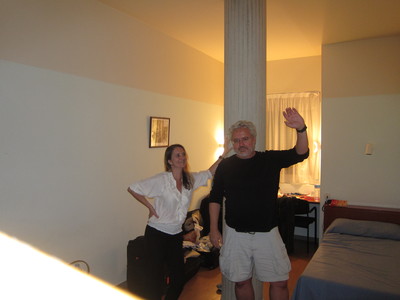 Lucia and Mauricio in their room at the Residència d'Investigadors in Barcelona