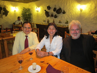 Mauricio with Rosa Delgadillo and Luis Salazar dining in Arequipa, Peru