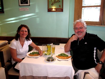 Mauricio having lunch with Marcia Fampa at Álvaro's in Rio in July