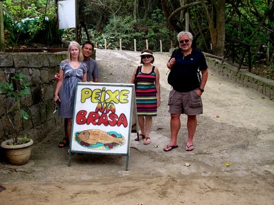 Mauricio with NJ friends Dora, Janet, and Ed at Prainha Beach in Rio in September