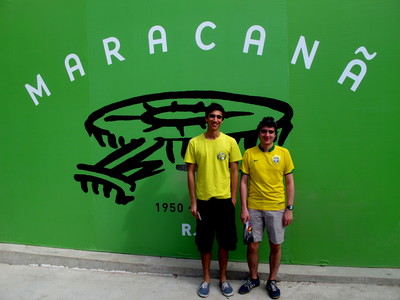 Alec with Gabriel at entrance to Maracanã