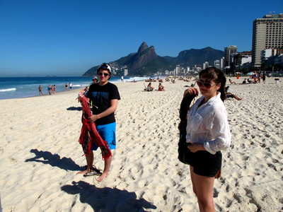 Sasha and Alec at Ipanema Beach
