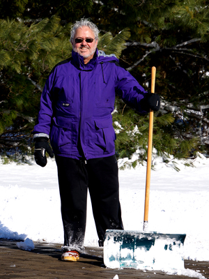 Mauricio shoveling snow